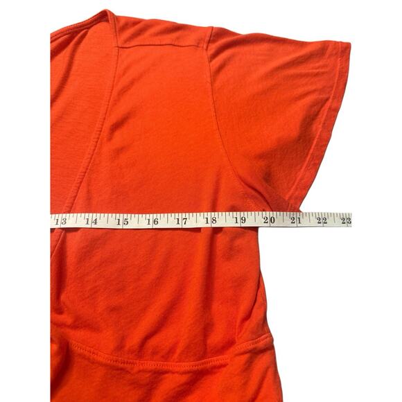 We The Free Cropped Cardigan, Modal, Front Tie, Short Sleeve, Coral, Raw Hem M‎ - Picture 3 of 4